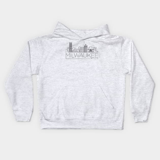 Milwaukee minimal skyline Kids Hoodie by kursatunsal